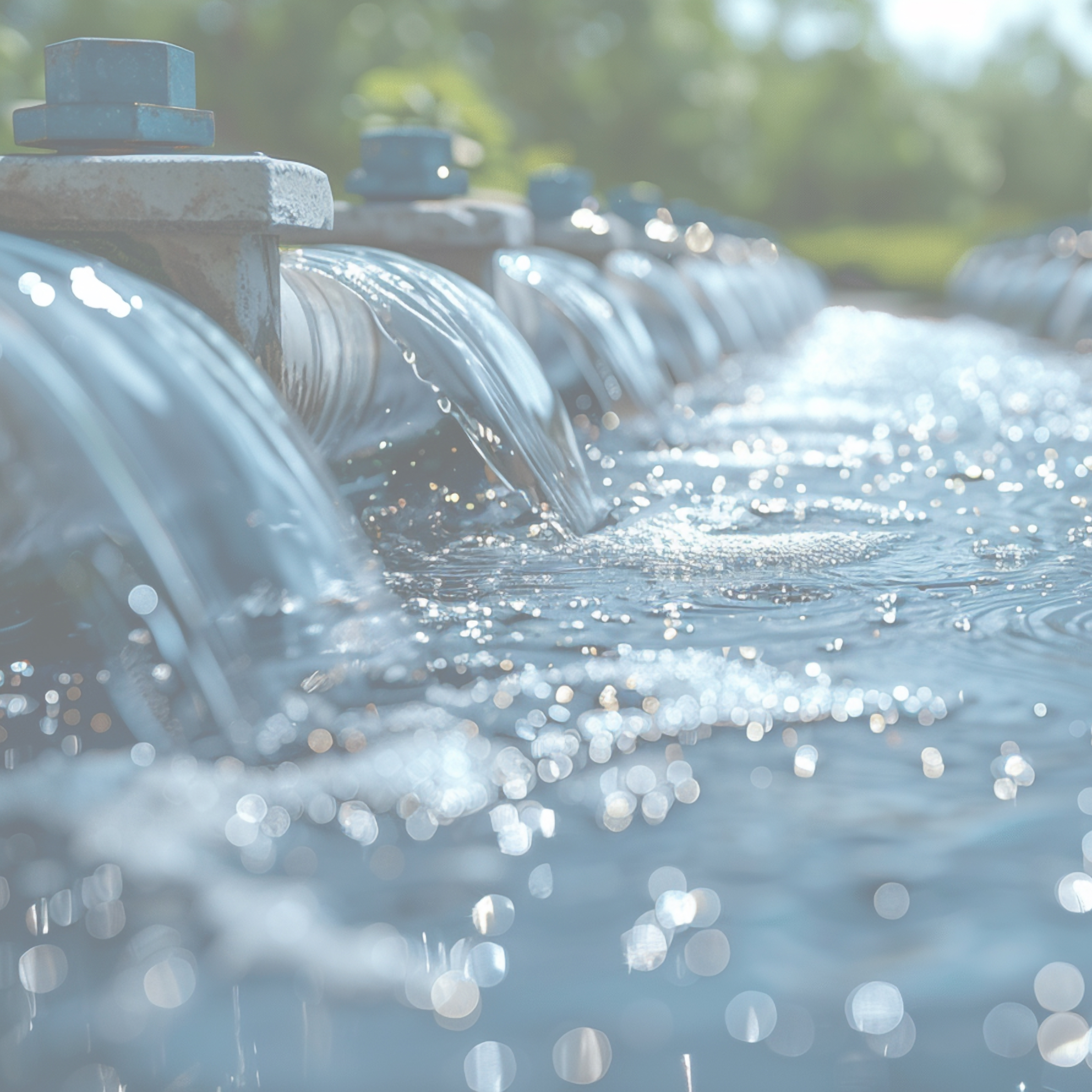 Image of water pouring out of pipes